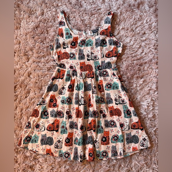Retrolicious Dresses & Skirts - Retrolicious ModCloth Pink Cat Novelty Print Dress Size Medium
